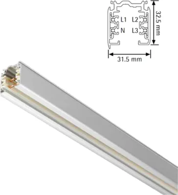 Immagine prodotto di Nordic Aluminium GLOBAL Trac Pro guida conduttore trifase 2 m, grigio | XTS 4200-1