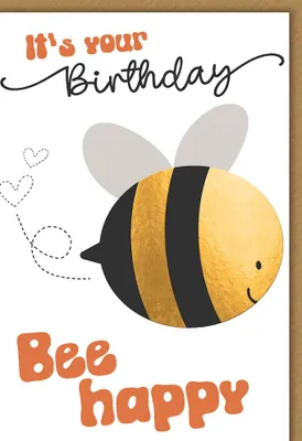Produktbild von Geburtstag - Karte mit Umschlag - Bee happy, Seventies - plastikfrei