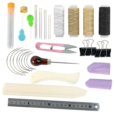Productafbeelding van Boekbindenset, 20 stuks lederen reparatieset - doe-het-zelf bindgereedschap