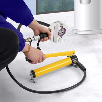 Zdjęcie produktu dla Zaciskarki hydrauliczne do węży - siła zacisku: 4 tony - wykonane z aluminium - ręczne - kolor żółty