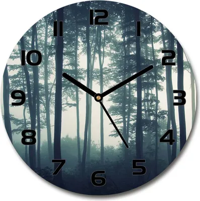 Produktbild von Wanduhr aus Glas 30fi Glasbild Glasuhr Gehärtetes Glas - schwarze-zeiger - Fog in the forest