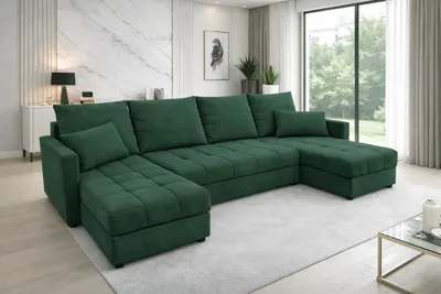 Produktbild von Aurelia U Wohnlandschaft – Ecksofa in U-Form mit Schlaffunktion, Bettkasten & Kissen