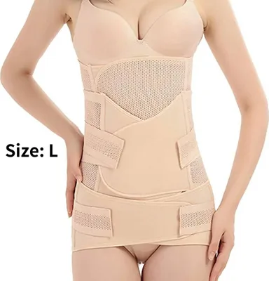 Image de Ceinture post-partum 3 en 1, couleur chair, hautement élastique, pour femmes après une césarienne - Ceinture pour le ventre, la taille et le bassin, taille L