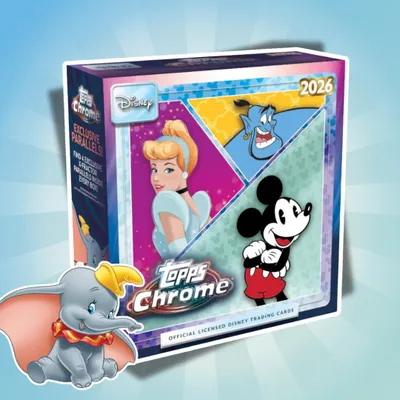 Produktbild von 2026 Topps Chrome Disney Mega Box Englisch – 56 Karten mit exklusiven X-Fractor Parallels