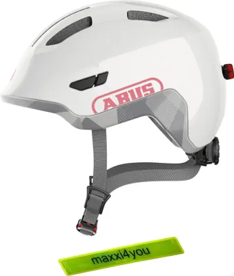 Immagine prodotto di Casco da bicicletta Abus Smiley 3.0 ACE LED bianco taglia S (45-50 cm) con nastro riflettente maxxi4you