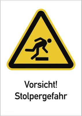 Produktbild von Dreifke® Vorsicht! Stolpergefahr ISO 7010, Kombischild, Kunststoff, 210x297 mm