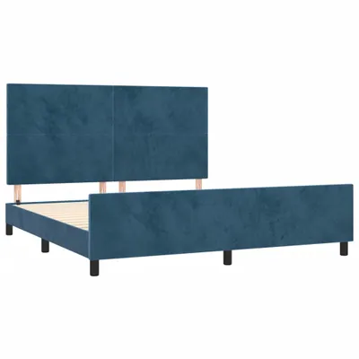 Image de Cadre de lit sans matelas bleu foncé 160x200 cm velours