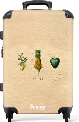 Produktbild von NoBoringSuitcases.com® Großer Koffer - Obst - Ananas - Illustration - Vintage - Kunst - Kombinationsschloss TSA - Hartschalen Trolley 4 Rollen - 72 liter - Reisekoffer - 66 cmKoffer Mittelgroß 67x43x25 cm, 72L,