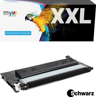 A product shot of a toner cartridge and its packaging.