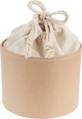Produktbild von Pappbox mit Baumwollsack rund Ø 17,5x15 cm