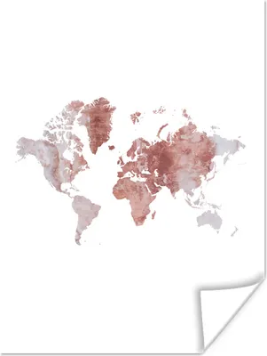 Produktbild von MuchoWow® Poster Weltkarte - Rosa - Marmor 90x120 cm - Wohnzimmer