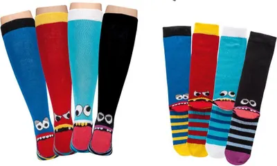 Produktbild von TippTexx 24 6 Paar Kinder Kniestrümpfe, handgekettelt, für Mädchen & Jungen, Freche Bande, Größe 23-26