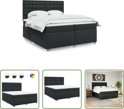 Produktbild von The Living Store Boxspringbett mit Matratze Schwarz 200x200 cm Kunstleder
