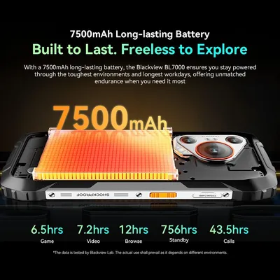 Produktbild von Blackview BL7000 orange Outdoor Smartphone Rugged – 6,78" FHD+ Display, 7500 mAh Akku, 120 Hz, 5G, 50 MP Kamera, Android 15, NFC, 8+256GB, Dual SIM, IP68/IP69K