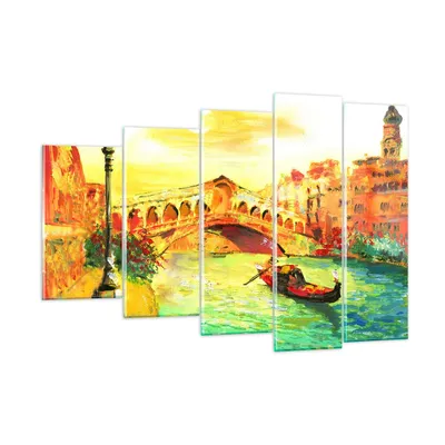 Produktbild von Bilder auf glas - Venedig Gondel - 150x100cm - Glasbilder - Wandbilder - Kunstdruck - zum Aufhängen bereit - Wanddekoration aus Glas - Glas Bilder - Wandbild auf Glas - 5 Teile - GEG150x100-3841