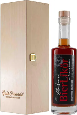 Produktbild von Allersheimer Landbier-Likör mit Geschenk-Holzkiste