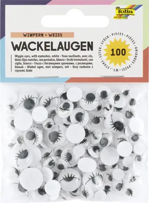 Image de folia  7511 folia Wackelaugen mit Wimpern, nicht selbstklebend, weiß