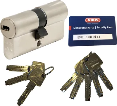Produktbild von ABUS EC660 Doppelzylinder Länge (a/b) 45/55mm (c=100mm) mit Sicherungskarte und 8 Schlüssel, Not-u. Gefahrenfunktion und SKG** Bohrschutz