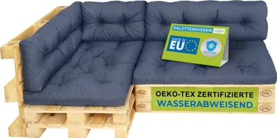 Produktbild von Pillows24 - Polštáře na palety odolné proti vodě a UV záření - SADA 6 | polštáře na europalety 120x80 - paletový nábytek - venkovní/venkovní, modrá