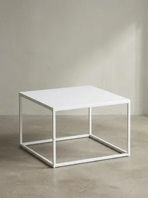 Produktbild von Couchtisch 60x60x40 cm Metall Wohnzimmertisch Industrial Weiß, Sofatisch Quadratisch, Loungetisch Kaffeetisch Stahl, Beistelltisch Quadratisch