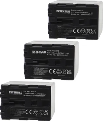 Produktbild von EXTENSILO 3x Akku kompatibel mit Sony CCD-TRV408, CCD-TRV608, CCD-TRV418, CCD-TRV418E, CCD-TRV618, CCD-TRV428 Kamera (4800 mAh, 7,2 V, Li-Ion)