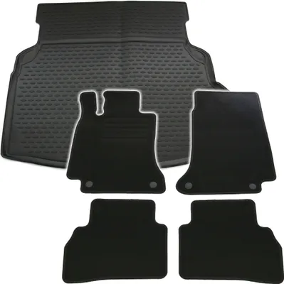 Produktbild von Gummi-Kofferraumwanne + Fußmatten Set für Mercedes C-Klasse W205, Bj. 3/2014-