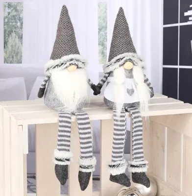 Produktbild von Wichtel Deko 2er Set 44cm sitzend - Weihnachtsmann & Weihnachtsfrau - Figuren