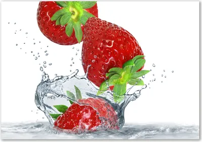 Produktbild von Tulup® Glas-Bild - 100 x 70 - Wandbild aus Glas - Wandkunst - Wandbild hinter gehärtetem Sicherheitsglas - Essen & Getränke - Erdbeeren Wasser - Rot