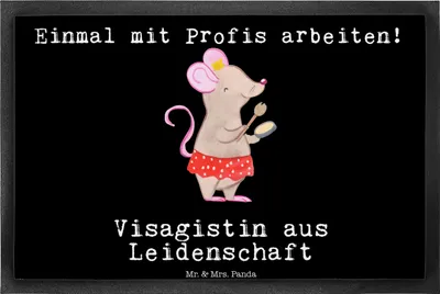 Produktbild von Mr. & Mrs. Panda bodenmatte Visagistin Leidenschaft 40 x 60 cm - Schwarz - Geschenk, Lustig, Kosmetikstudio, Ausbildung, Fußabtreter, Schmutzfangmatte, fußmatte, Spruch
