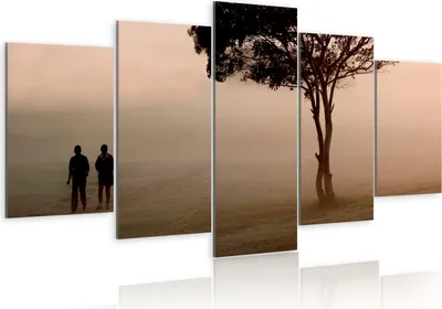 Produktbild von Leinwandbilder Landschaft 200x100 cm Vlies Leinwandbild 5 tlg Kunstdruck modern Wandbilder XXL Wanddekoration Design Wand Bild - Natur Baum Menschen Nebel 030212-19