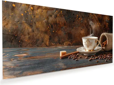 Produktbild von Glasbild 110x55cm in XXL für Wohnzimmer, Schlafzimmer Motiv Kaffee Und Zimt