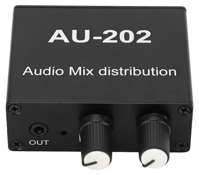 Produktbild von Stereo-Mixer, Audio-Verteiler, 2 Eingänge, Ausgänge, 3,5 mm Klinke, Plug-and-Play-Mischverstärker aus Aluminiumlegierung