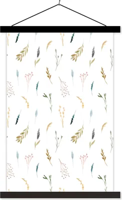 Produktbild von MuchoWow® Textilposter Blumen - Pastell - Collage 60x90 cm mit schwarzem Rahmen - Poster Wohnzimmer