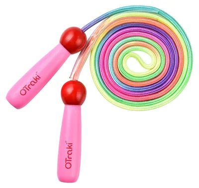 Produktbild von OTraki Springseil für Kinder, verstellbar, Holzgriff, ideal für Fitness und Training