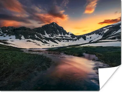Produktbild von MuchoWow® Poster Schmelzende Eiskappe bei Sonnenuntergang 120x90 cm - Wandbild
