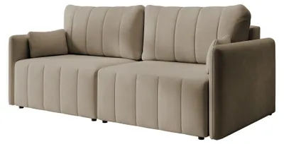 Produktbild von Selsey Pierra – 3-Sitzer Schlafsofa in Samt mit schwarzen Beinen, Beige