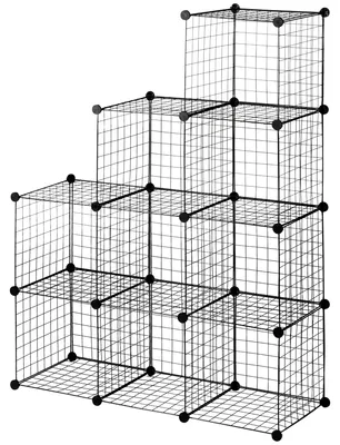 Produktbild von Modulares DIY-Wš¹rfelregal mit 9 Drahtgitterf?chern fš¹r Wohnzimmer, Schlafzimmer, schwarz