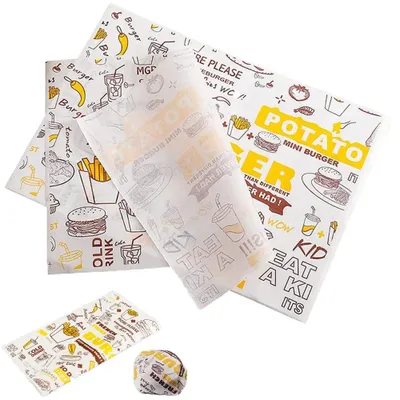 Produktbild von Fettdichtes Papier für Lebensmittel, 100 Blatt, Butterpapier, Käsepapier, Pizzapapier, Antihaftpapier, Backpapier für Käse, Wurst, Hamburger, Sandwiches, Backen, 35,5 x 25,5 cm