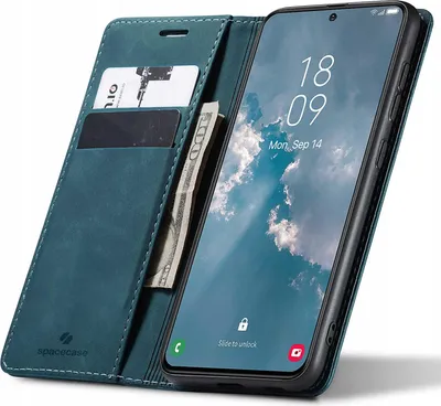Image de SPACECASE Etui portefeuille à rabat pour Galaxy S23 Bleu