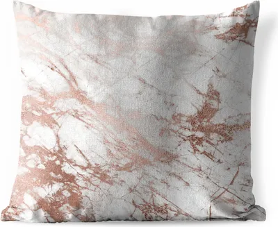 Produktbild von MuchoWow® Outdoor Kissen - Marmor - Muster - Rosa - Weiß - 45x45 cm - Wetterfest - Lounge Kissen - Fotokissen - Dekoratives Kissen