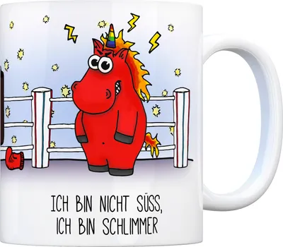 Produktbild von Honeycorns Kaffeebecher mit Einhorn Motiv und Spruch: Ich bin nicht süss ...