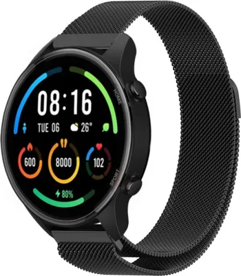 Produktbild von Strap-it Milanese Armband - Kompatibel mit Xiaomi Mi Watch Armband Ersatzarmband Edelstahl - Armband mit Magnetverschluss - Hochwertiges Material - für Smartwatch 22mm Armband Schwarz