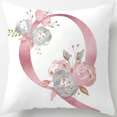 Produktbild von Kissenbezug 40x40 cm Rosa Buchstaben Q Zierkissenhülle Dekokissen Sofakissen Couchkissen Wohnzimmer Schlafzimmer