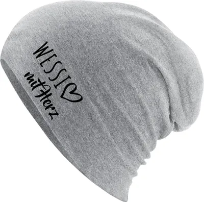 Produktbild von Huuraa Beanie Wessi mit Herz Heather Grey One Size Baumwolle und Elasthan Mütze Geschenkidee