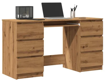 Image de Bureau - Plan de travail de bureau - Table de travail - Bureau d'écriture - Meuble de bureau - 6 tiroirs - Bois de haute qualité