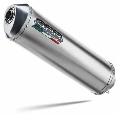 Immagine prodotto di Marmitta Slip-On GPR Satinox con db killer e raccordo per Aprilia Tuareg 660 e5+