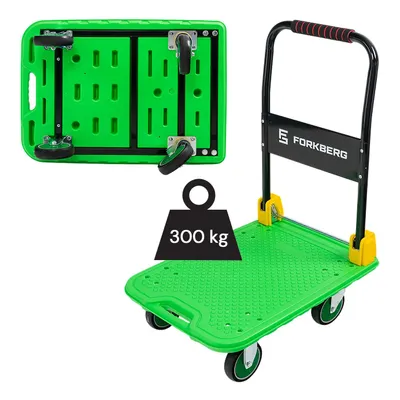 Zdjęcie produktu dla Wózek transportowy platformowy składany Forkberg magazynowy towarowy 300kg 70x48x85cm S zielony