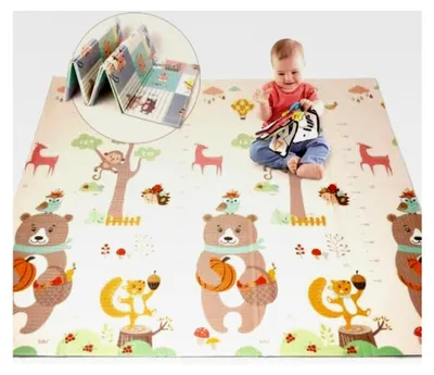 Produktbild von Faltbare Spielmatte für Babys, 200 X 180 X 1,5 CM, wasserfester Schaumstoff, Motorikmatte, XXL Bodenmatte