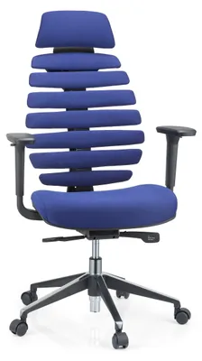 Produktbild von hjh OFFICE Profi Bürostuhl ERGO LINE II PRO Ergonomischer Schreibtischstuhl mit Armlehnen (höhenverstellbar) Stoff Blau Drehstuhl für Büro, Zuhause