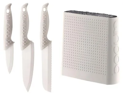 Produktbild von Bodum Messerblock Kunstoff Weiß inkl. 3 Keramikmesser Bistro - K11089-913-3